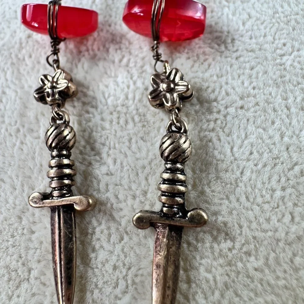 Free People Red Dagger Drop Earrings